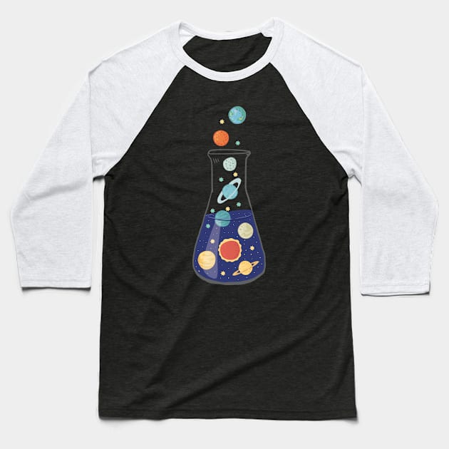 Space planets in erlenmeyer Baseball T-Shirt by Catdog